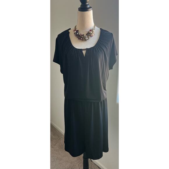 Susan Graver Black  Liquid Knit Romper Dress Over Shorts Poly Spandex Sz 1XP - Picture 1 of 7